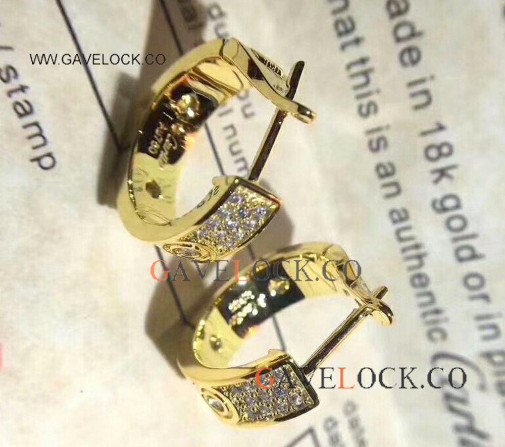 Fake Cartier Earring Full Diamonds - Gold Earring For Women